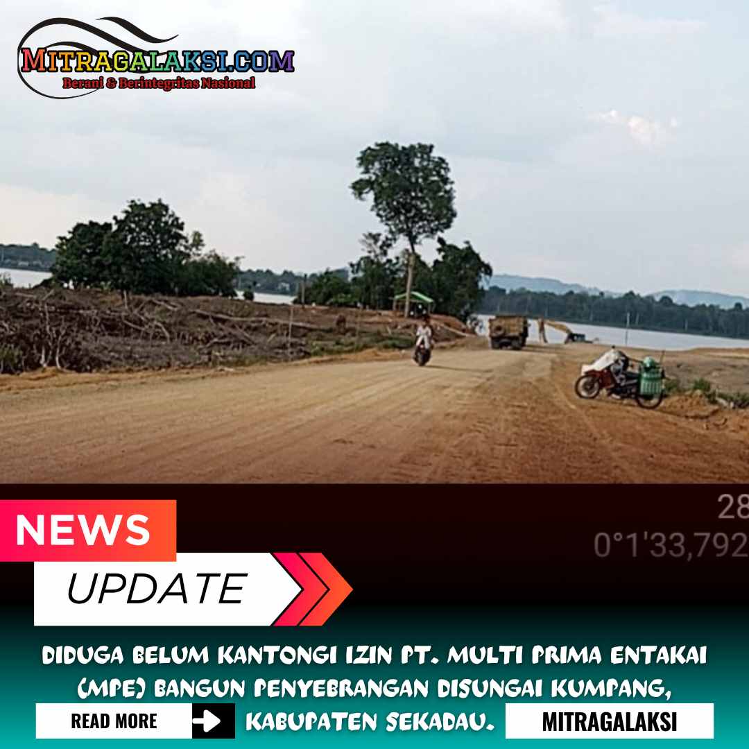Diduga Belum Kantongi Izin PT. Multi Prima Entakai (MPE) Bangun Penyebrangan Disungai Kumpang, Kabupaten Sekadau. 
