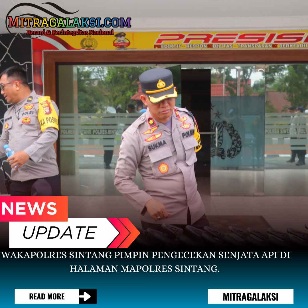 Wakapolres Sintang Pimpin Pengecekan Senjata Api di Halaman Mapolres Sintang.