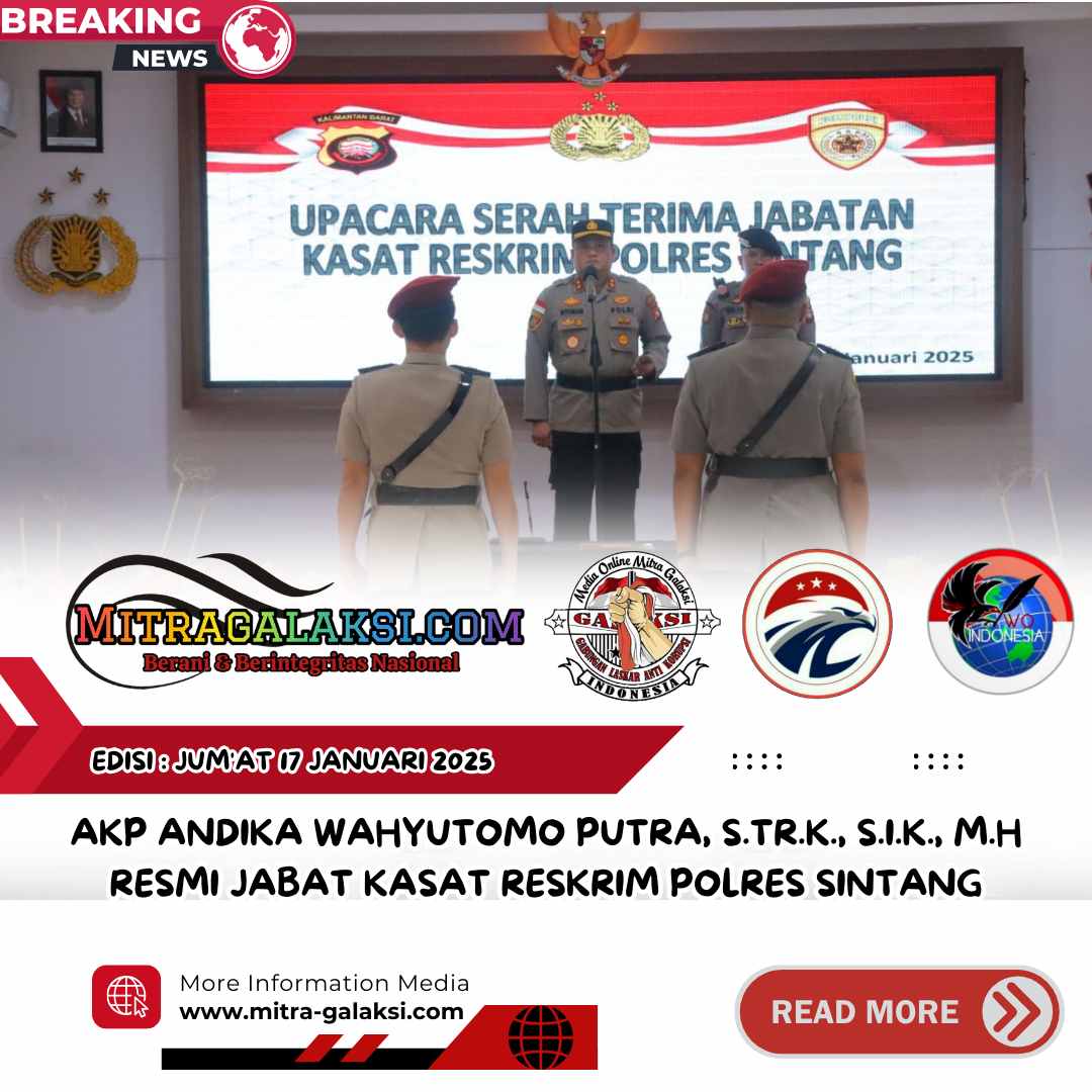 AKP Andika Wahyutomo Putra, S.Tr.K., S.I.K., M.H Resmi Jabat Kasat Reskrim Polres Sintang