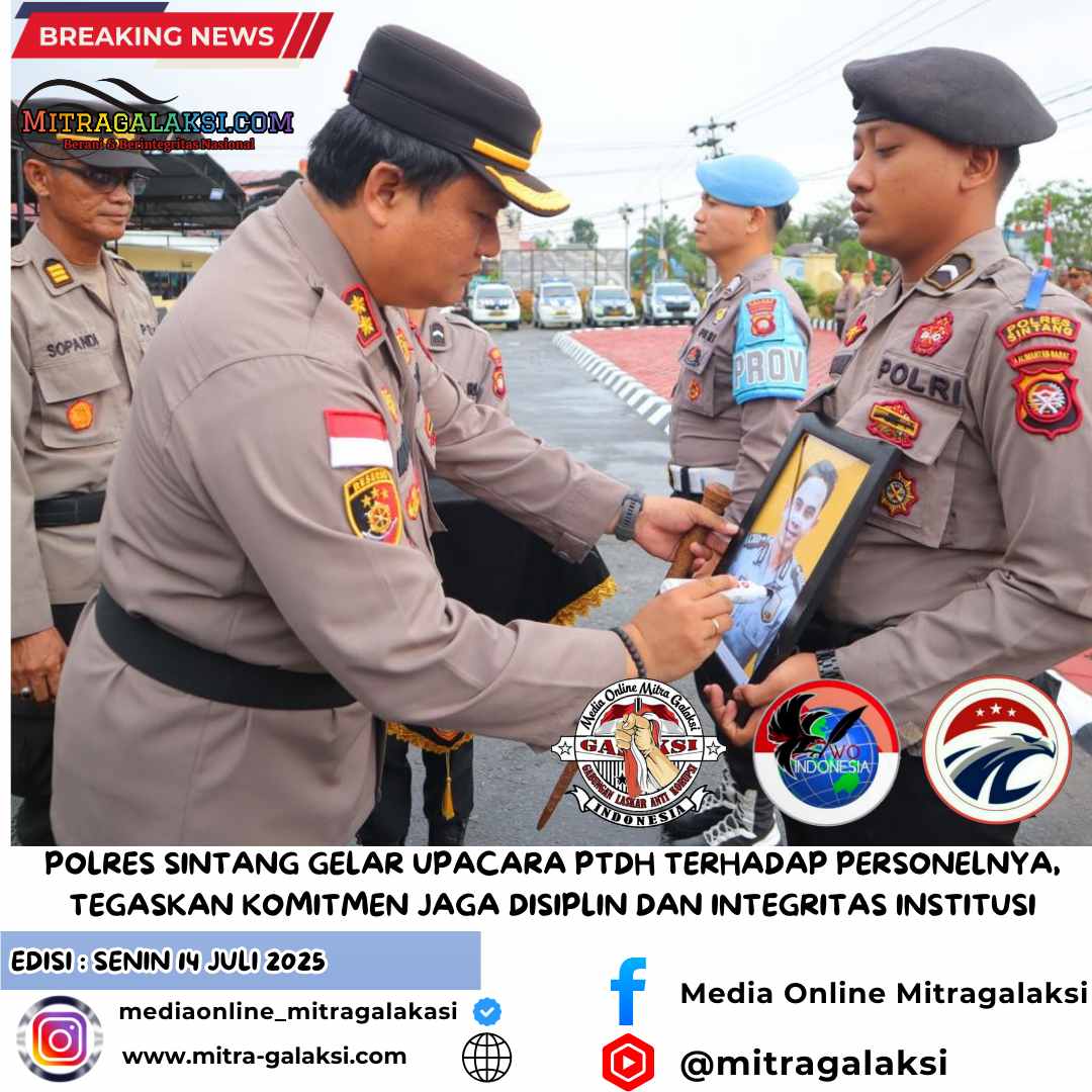 Polres Sintang Gelar Upacara PTDH Terhadap Personelnya, Tegaskan Komitmen Jaga Disiplin dan Integritas Institusi