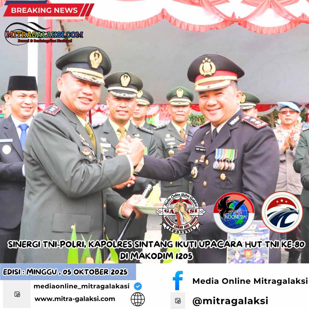 Sinergi TNI-Polri, Kapolres Sintang Ikuti Upacara HUT TNI ke-80 di Makodim 1205