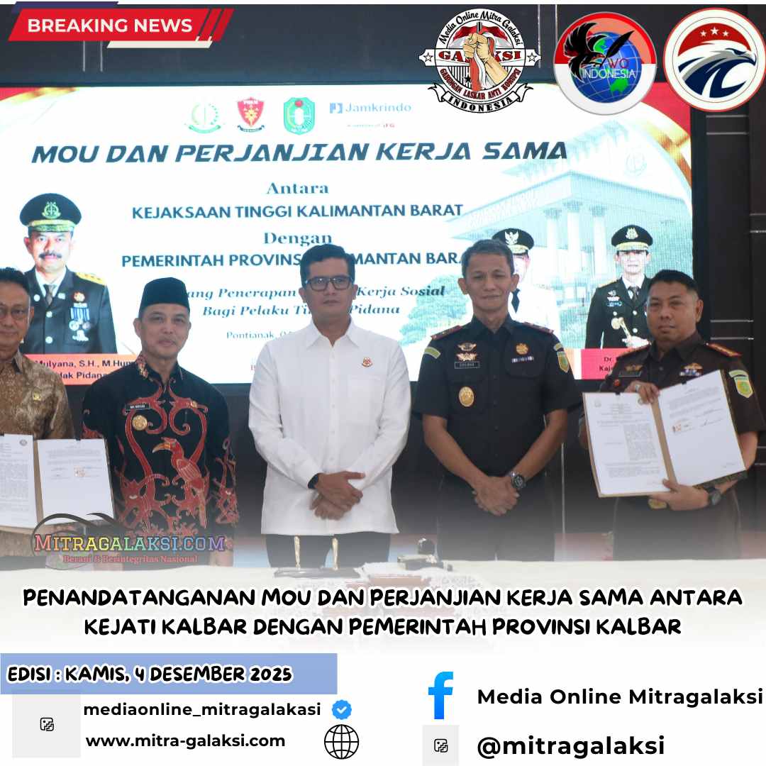 Penandatanganan Mou Dan Perjanjian Kerja Sama Antara Kejati Kalbar Dengan Pemerintah Provinsi Kalbar