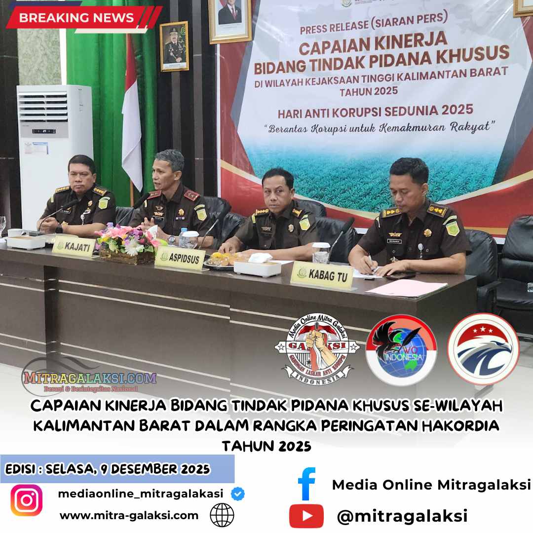 Capaian Kinerja Bidang Tindak Pidana Khusus Se-wilayah Kalimantan Barat Dalam Rangka Peringatan Hakordia Tahun 2025