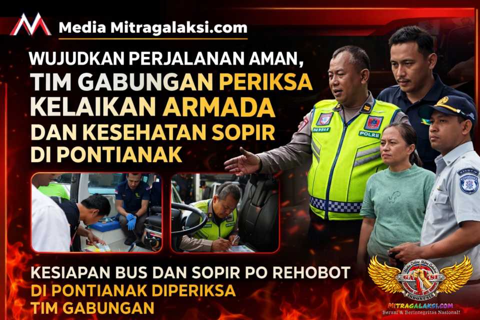 Wujudkan Perjalanan Aman, Tim Gabungan Periksa Kelaikan Armada dan Kesehatan Sopir di Pontianak