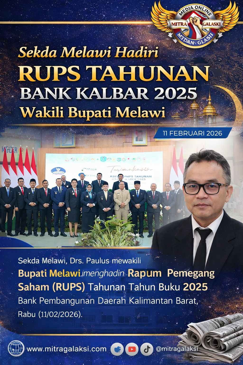Sekda Melawi Hadiri RUPS Tahunan Bank Kalbar 2025, Wakili Bupati Melawi