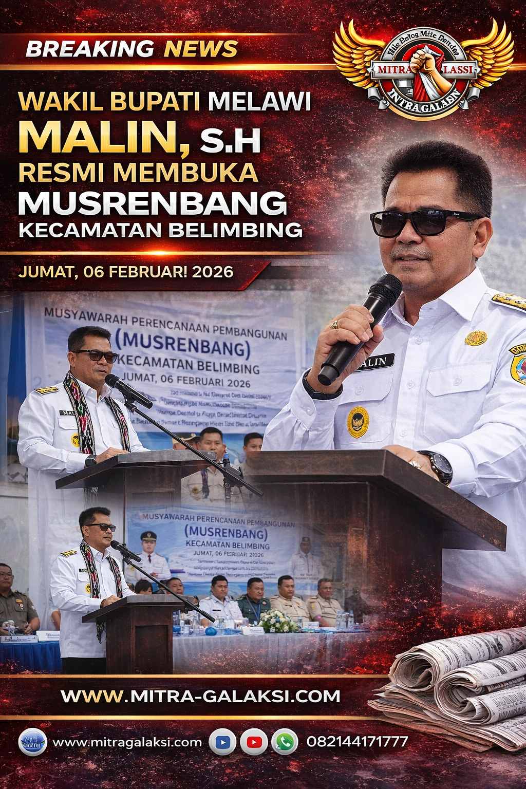 Wakil Bupati Melawi Malin, S.H Resmi Membuka Musrenbang Tingkat Kecamatan Belimbing