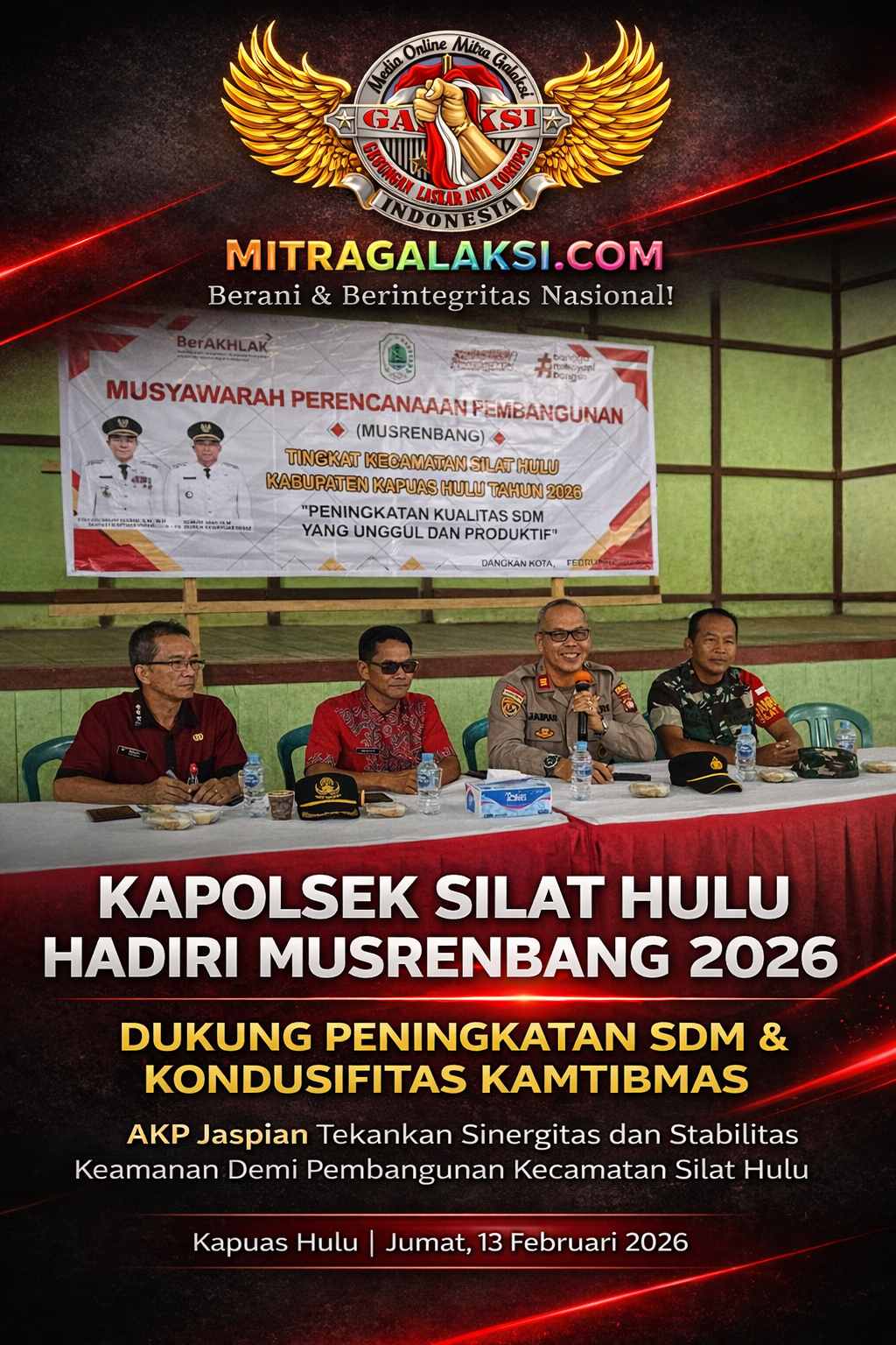 Kapolsek Silat Hulu AKP. Jaspian, Hadiri Musrembang Tingkat Kecamatan.