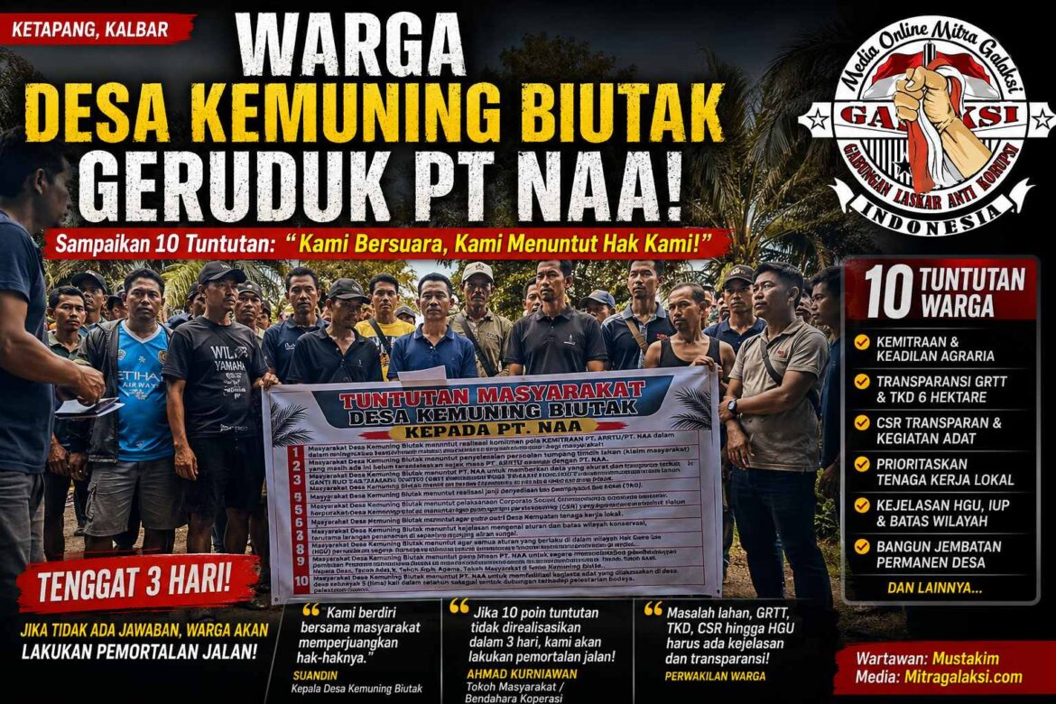Warga Desa Kemuning Biutak Geruduk PT NAA, Sampaikan 10 Tuntutan: “Kami Bersuara, Kami Menuntut Hak Kami!”