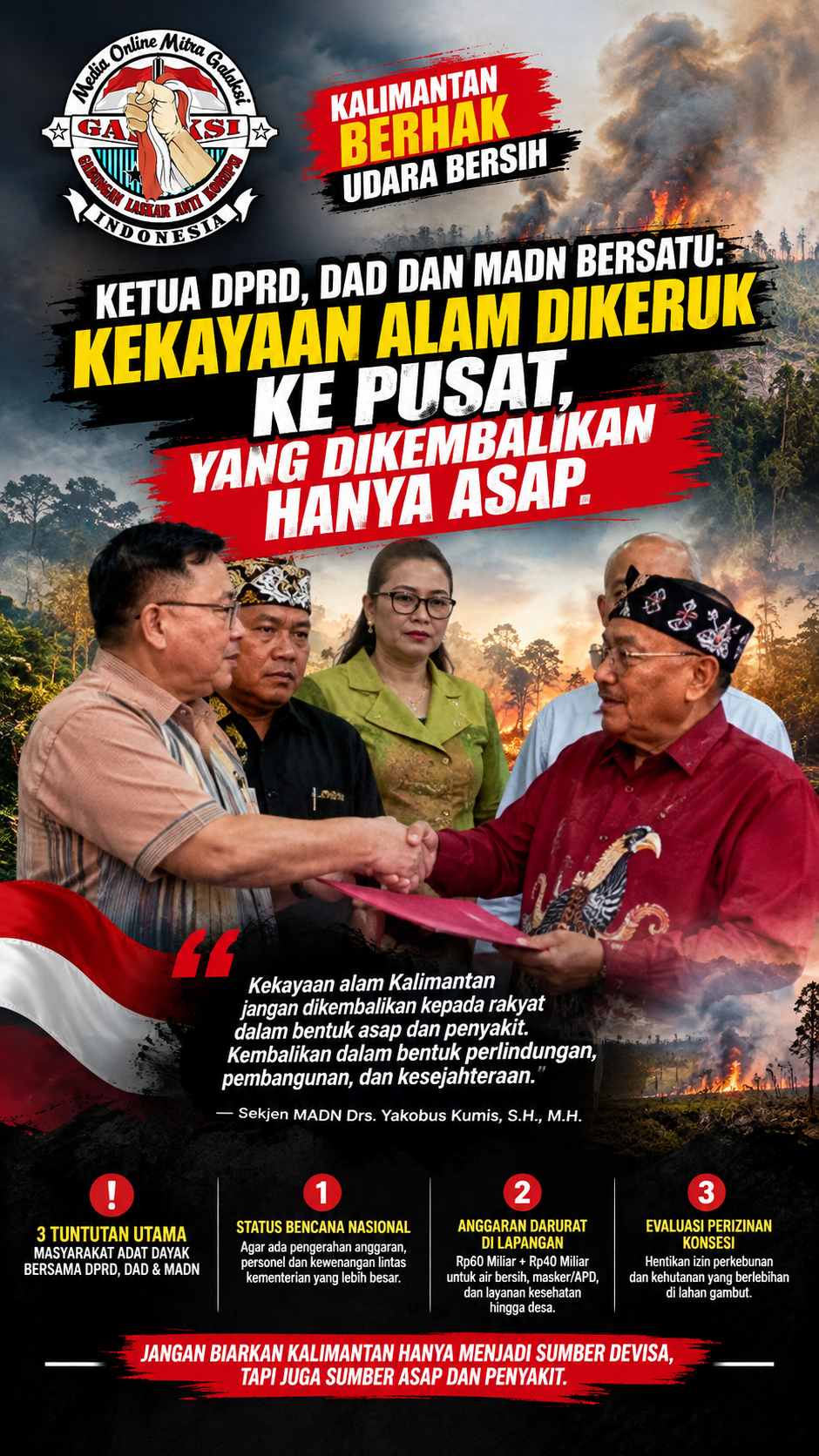 Ketua DPRD, DAD dan MADN Bersatu: Kekayaan Alam Dikeruk ke Pusat, yang Dikembalikan Hanya Asap